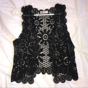 Black Floral Vest